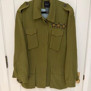 SMYTHE Green Military cotton Jacket with star patch detail